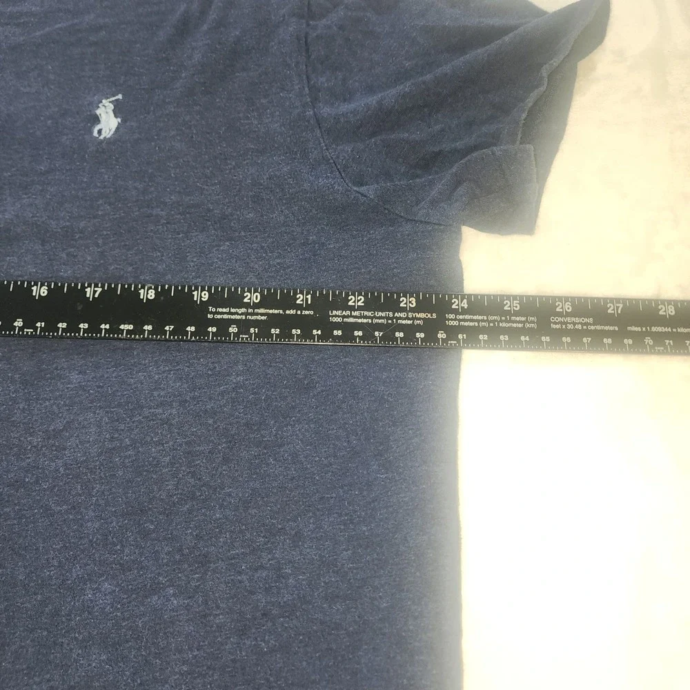 Polo Ralph Lauren Mens XL V-Neck T-Shirt Navy Blue Heather Pony Logo Cotton